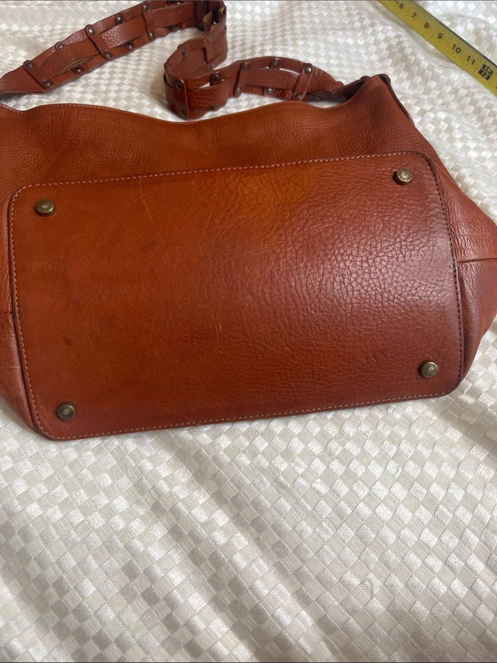 Saks Fifth Avenue Classic Pebbled Leather Shoulder Bag in Chestnut Brown
